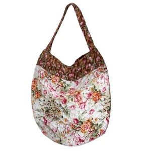 Cottagecore boho handmade quilted floral tote